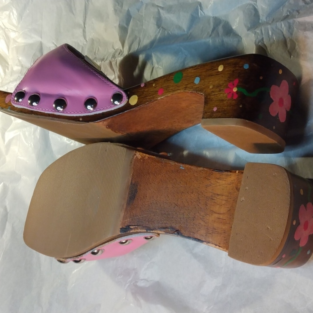Dr. Scholl's sandals size 9 pink leather and wood - Picture 4 of 8
